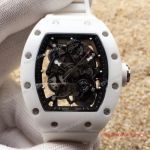 Copy Richard Mille RM 11L Watch SS Case White Ceramic Bezel Black Inner Rubber Band